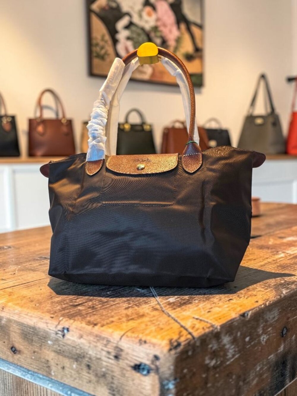 Designer Inspired Brown & Gold Nylon Foldable Tote Bag NWT - Picture 3 of 3